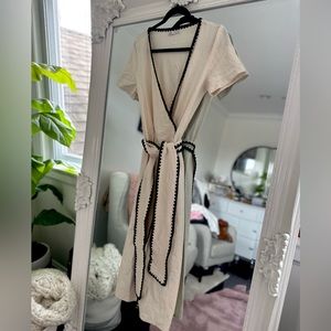 Zara cotton embroidered tie dress